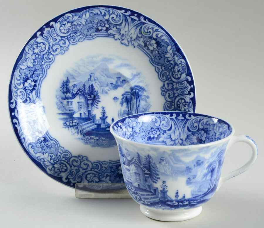 Geneva Blue (Smooth) Footed Cup & Saucer Set by Royal Doulton-1