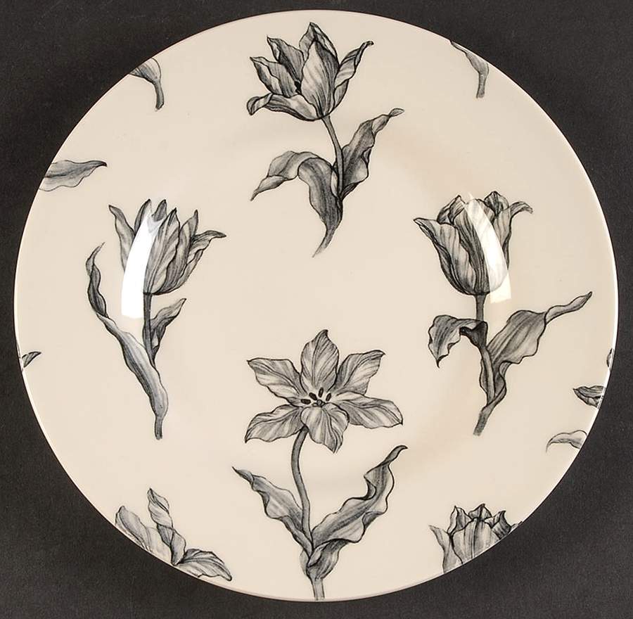 Tulipa Black (No Trim) Salad Plate by Royal Stafford-1