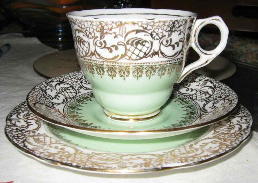8251 Green Footed Cup & Saucer Set by Royal Stafford-1