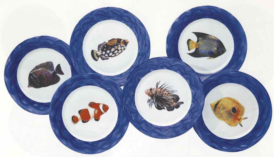 Fish Blue Border Dinner Plate by Rochard-1