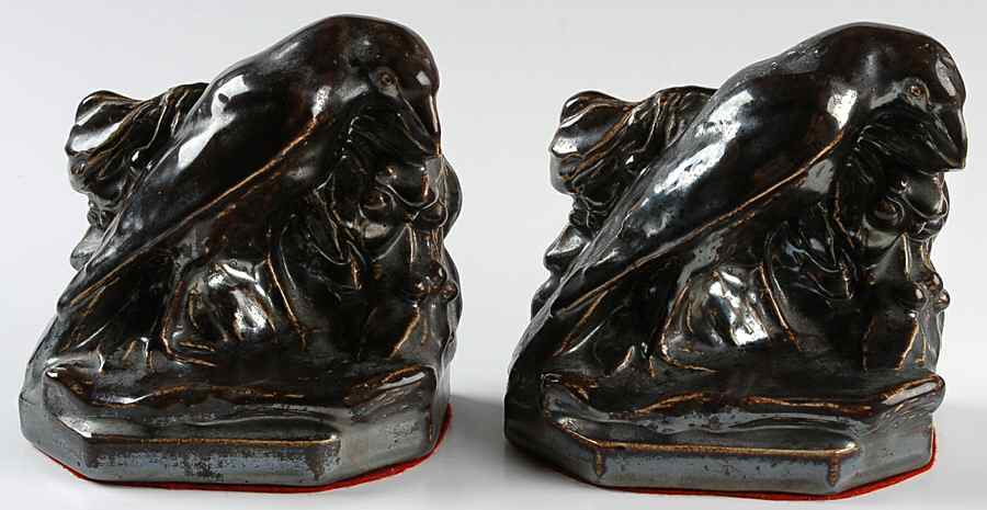 Nubian Black Glaze China Bookend - Set of 2 by Rookwood-1