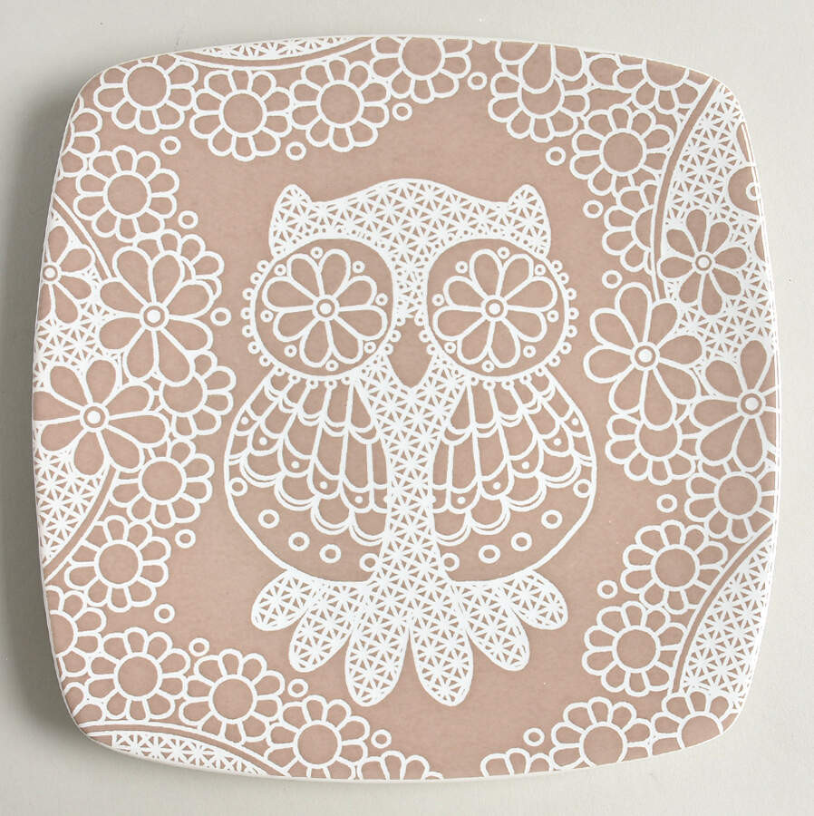 Lace Owl (Beige) Salad Plate by Roscher & Co-1