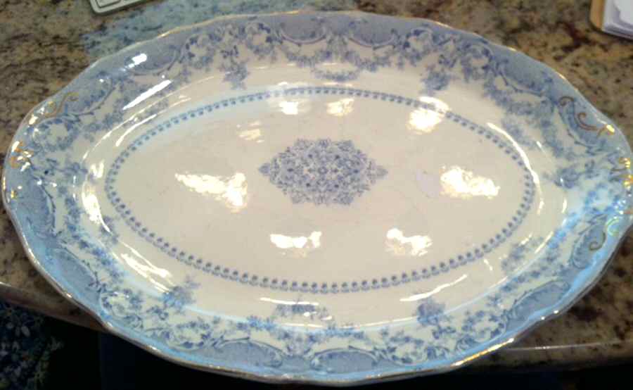 Como Blue 14" Oval Serving Platter by Ridgway (Ridgways)-1