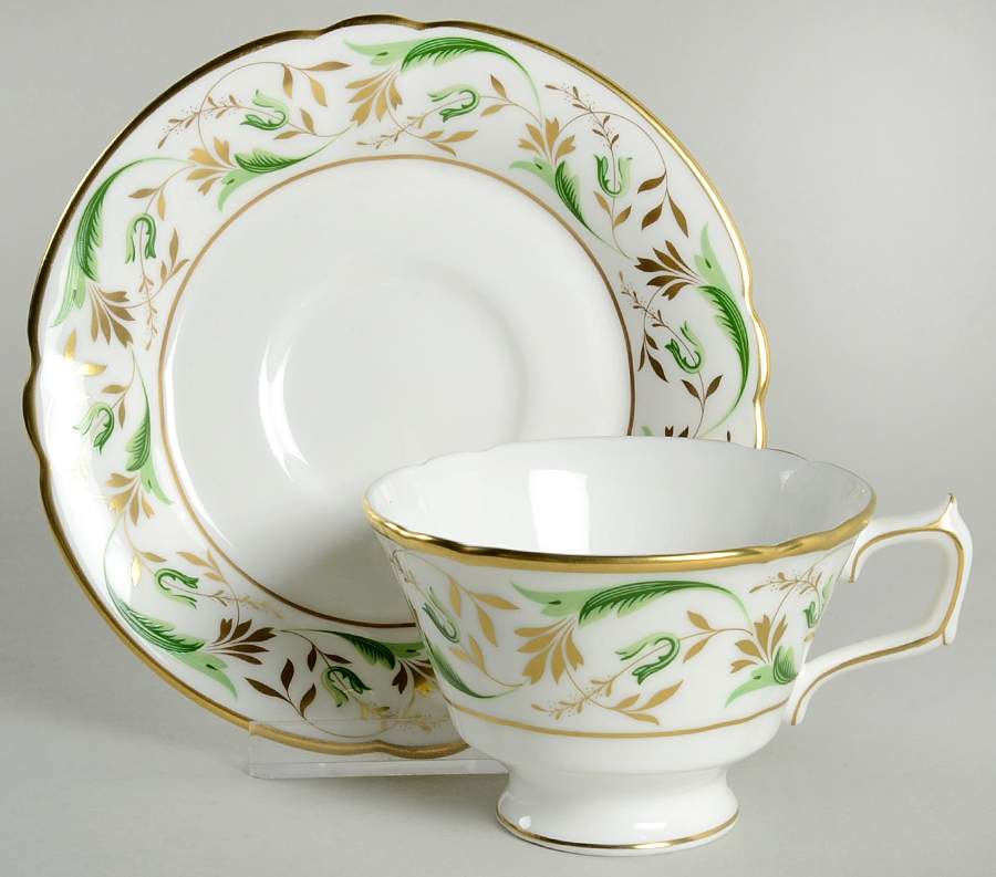 Princess (Green) Footed Cup & Saucer Set by Royal Crown Derby-1