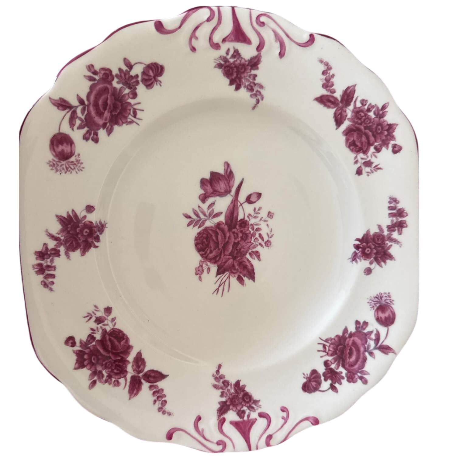 Chantilly Rose (Pink Trim) Handled Cake Plate by Royal Chelsea-1