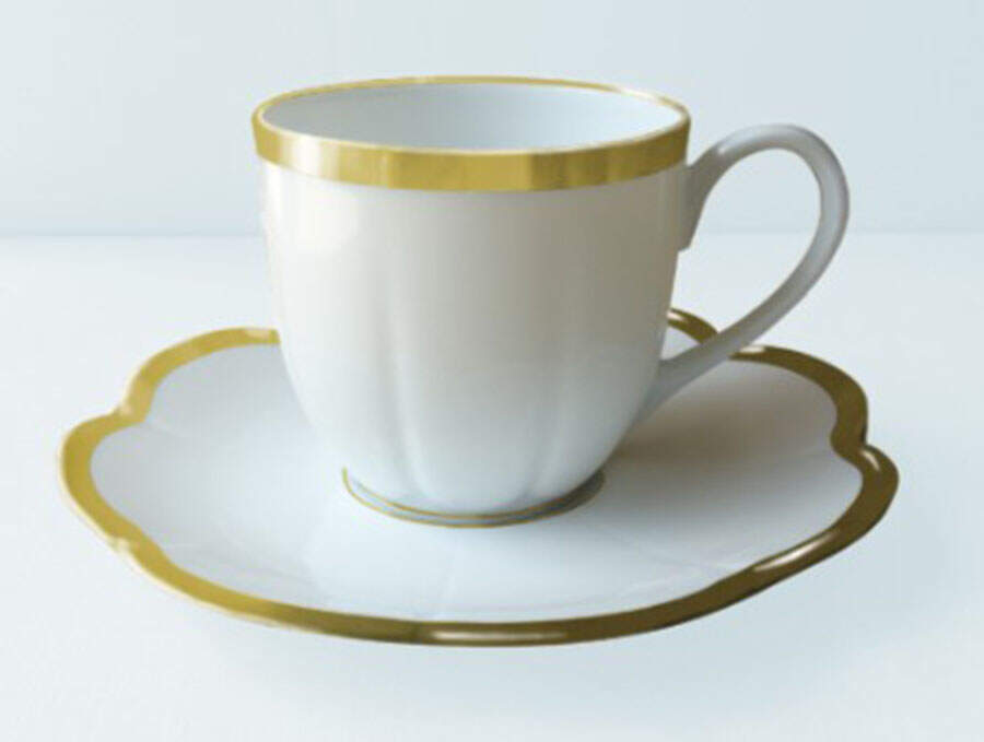 Margaux Gold Flat Demitasse Cup & Saucer Set by Royal Limoges-1