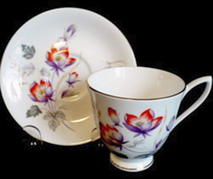 Water Meadow Footed Cup & Saucer Set by Royal Albert-1