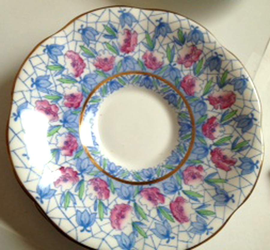 5156 (Pink-Blue) Footed Cup & Saucer Set by Rosina-Queens-1