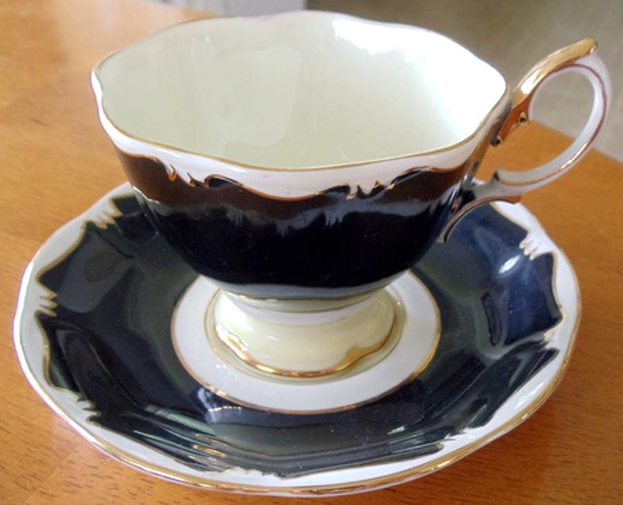 1969 Black Footed Cup & Saucer Set by Royal Albert-1