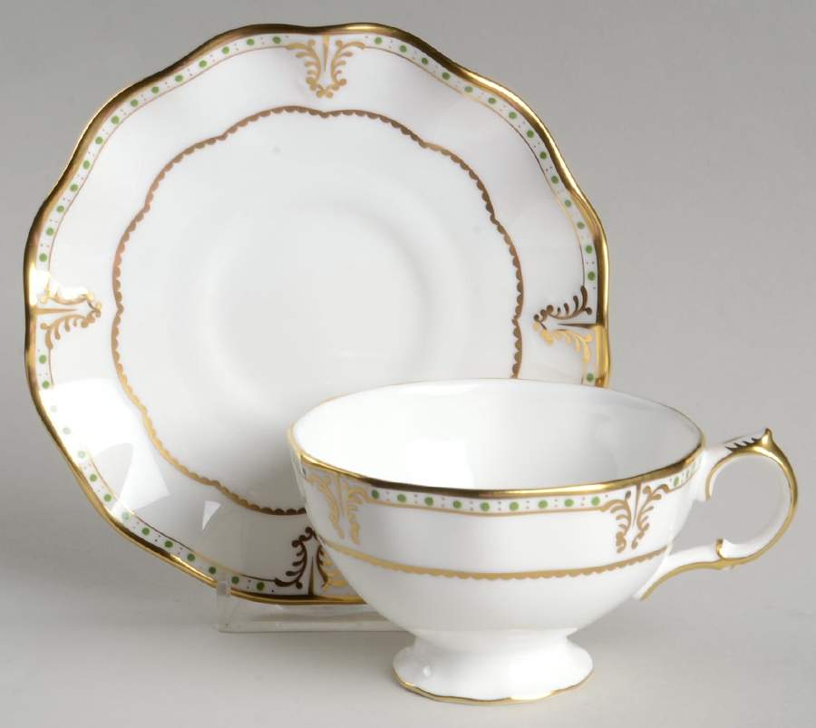 Elizabeth Green Footed Cup & Saucer Set by Royal Crown Derby-1