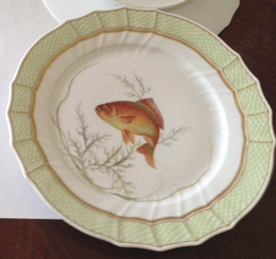 Fish Service Green Border Dinner Plate by Royal Copenhagen-1