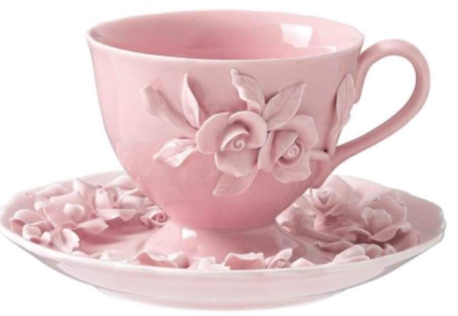 Rambling Rose Pink Footed Cup & Saucer Set by Robert Gordon-1