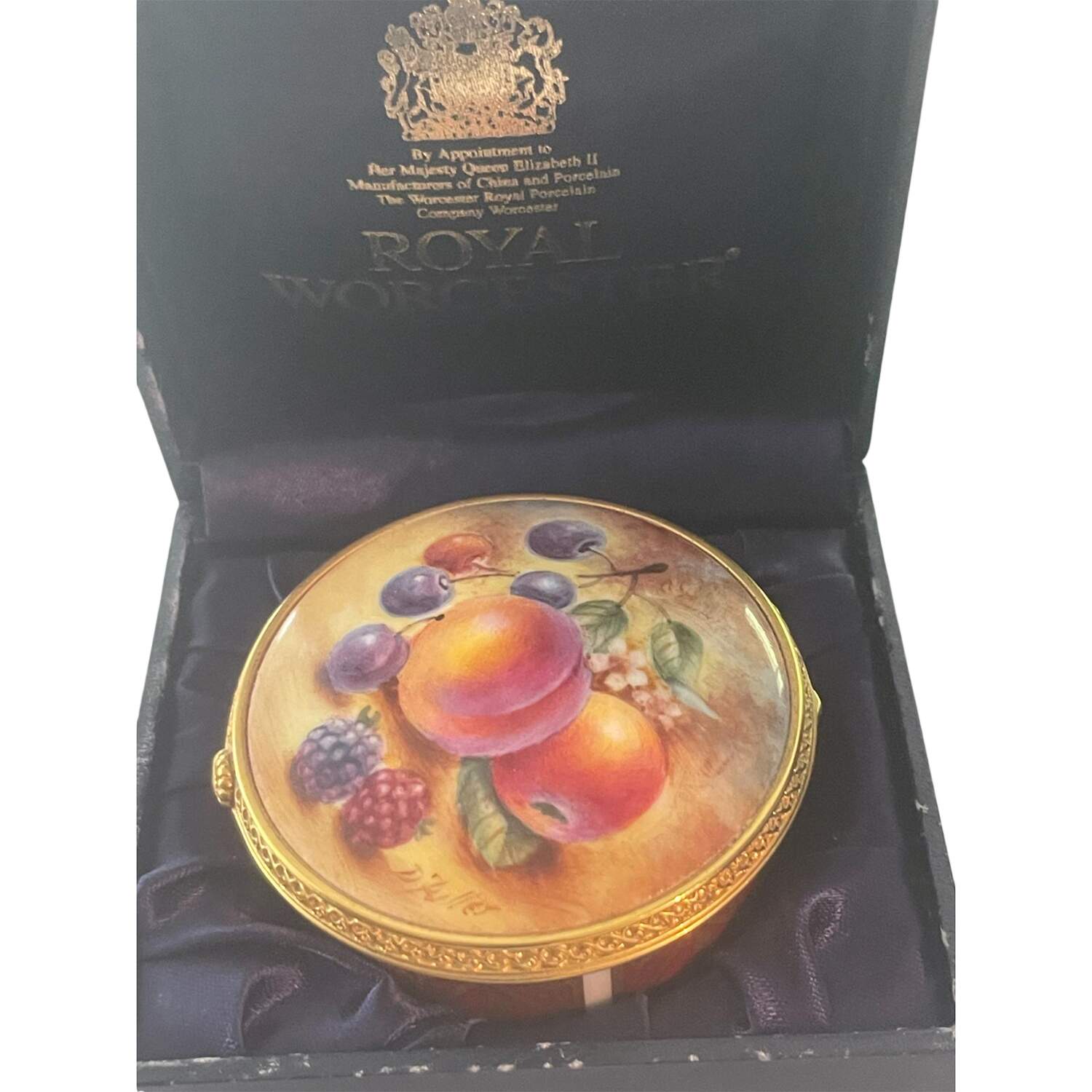 Fruit Study Trinket Box & Lid by Royal Worcester-1