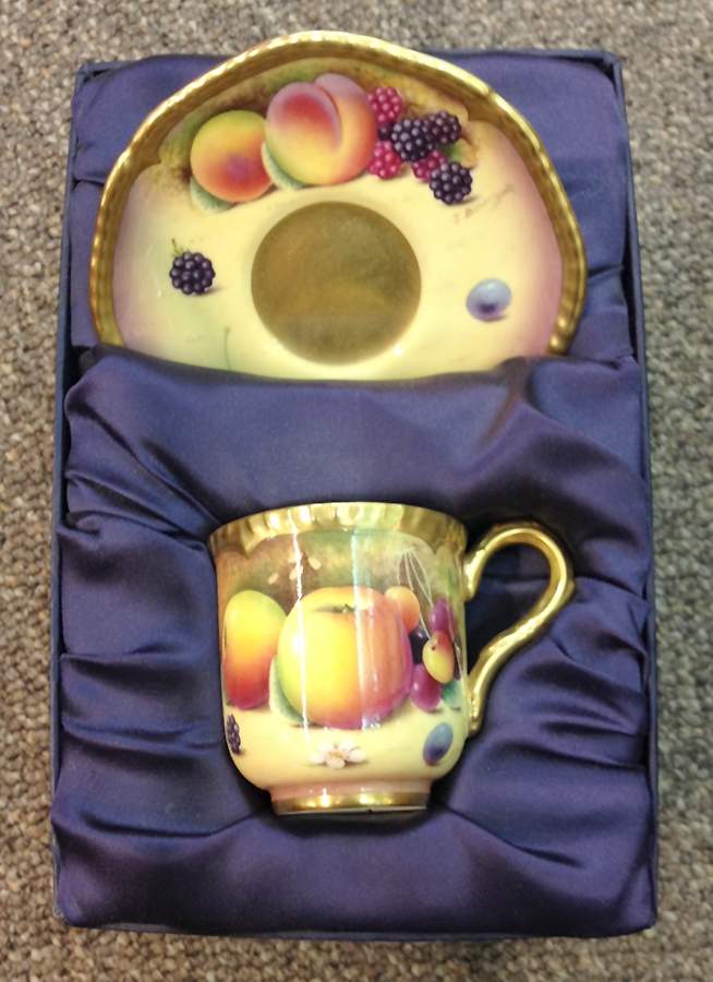 Fruit Study Footed Demitasse Cup & Saucer Set by Royal Worcester-1