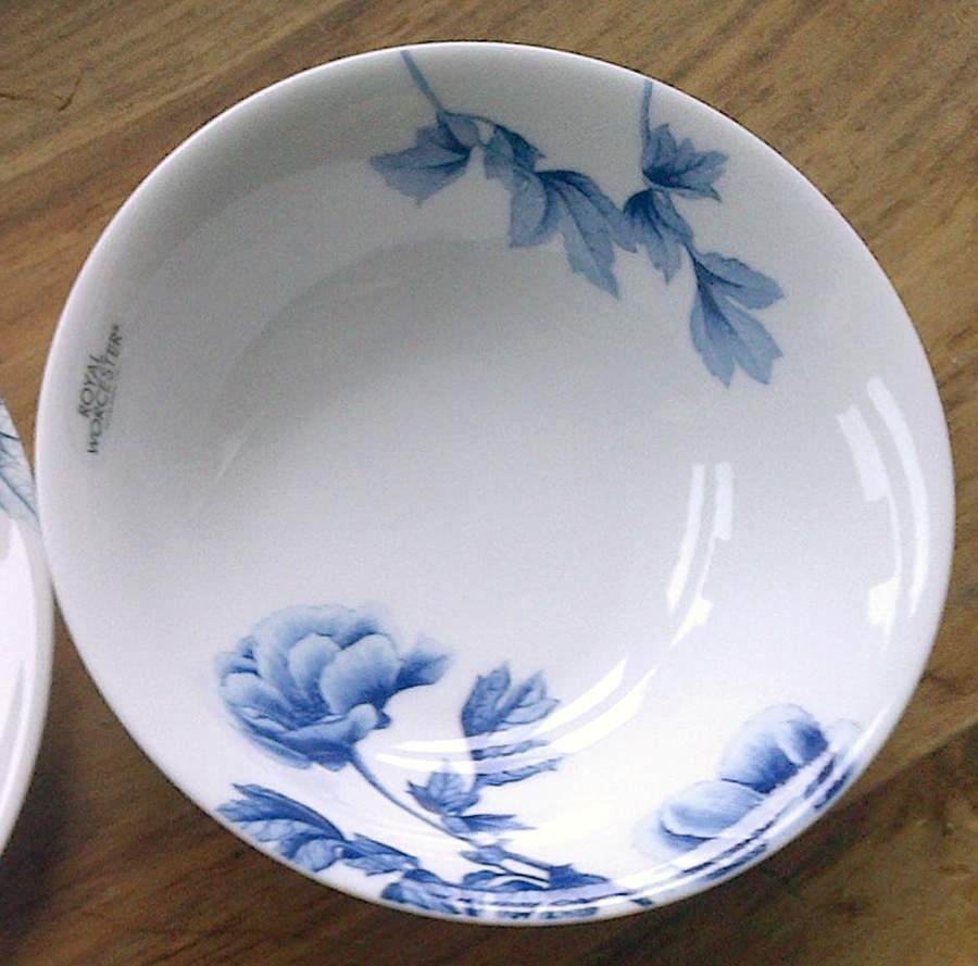 Blue Peony (Porcelain) Coupe Cereal Bowl by Royal Worcester-1