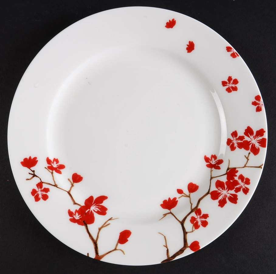 Red Cherry Blossom Salad Plate by Roscher & Co-1