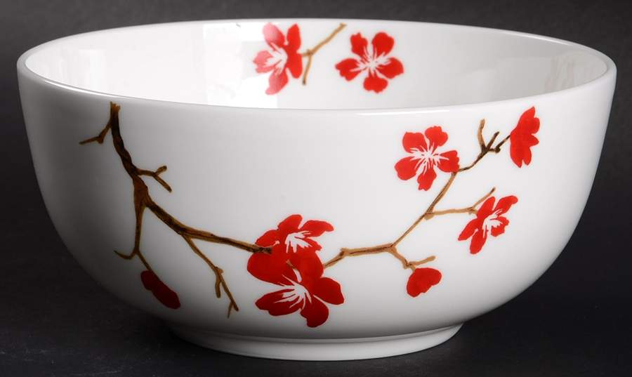 Red Cherry Blossom Soup/Cereal Bowl by Roscher & Co-1