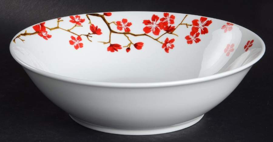 Red Cherry Blossom 9" Round Vegetable Bowl by Roscher & Co-1
