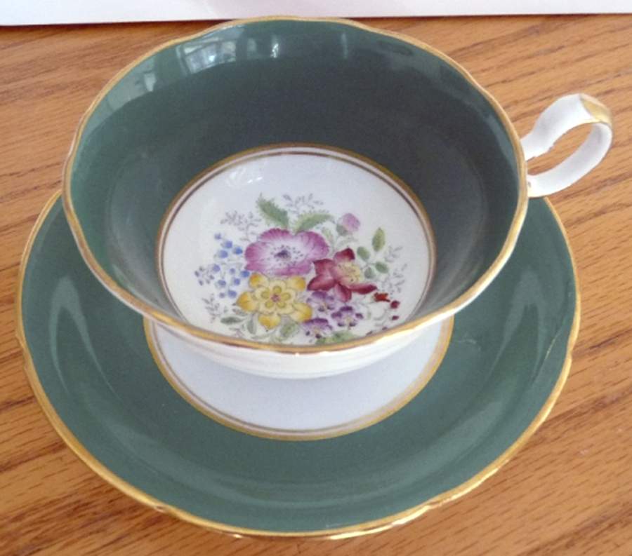 6668 (Green) Footed Cup & Saucer Set by Royal Grafton-1