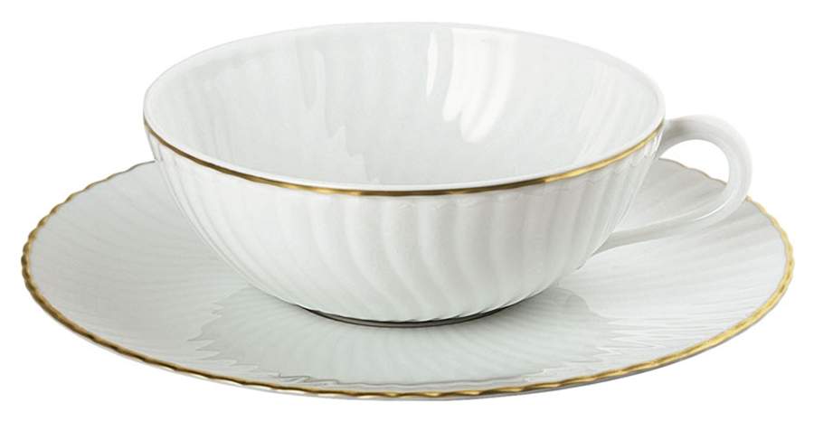 Atlantide Gold Flat Cup & Saucer Set by Raynaud-1