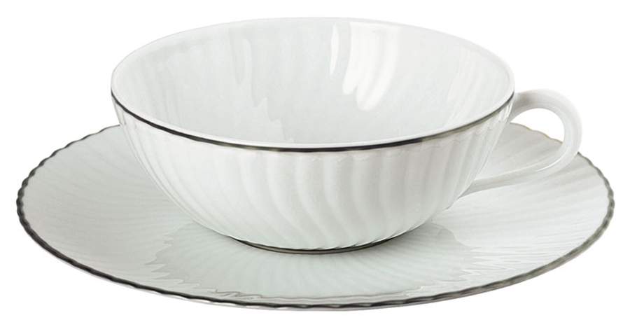 Atlantide Platinum Flat Cup & Saucer Set by Raynaud-1