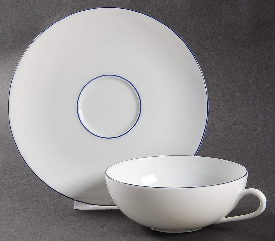 Monceau Ultramarine Blue Flat Cup & Saucer Set by Raynaud-1