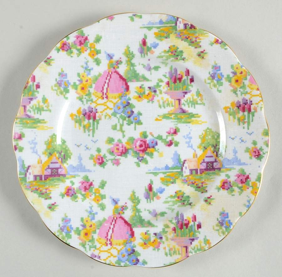Lady Gay (Hampton, Countess, Gold Trim) Salad Plate by Royal Albert-1