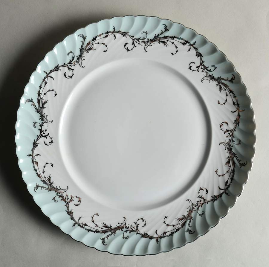 Elegance Blue Green (Platinum Trim) Dinner Plate by Royal Tettau-1
