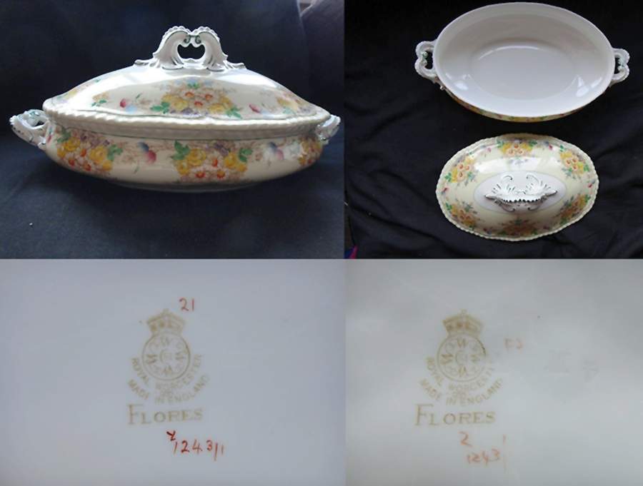 Flores Oval Covered Vegetable by Royal Worcester-1