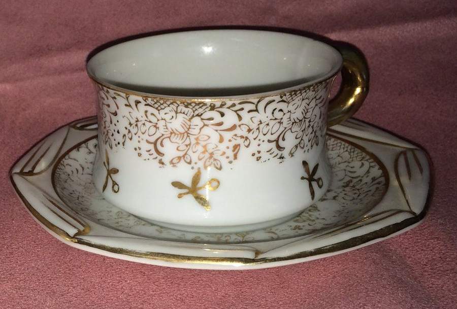 Oriental Lace Flat Cup & Saucer Set by Royal Crown (Japan)-1
