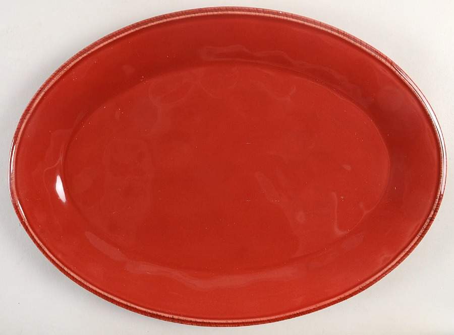 Cucina Cranberry Red 14" Oval Serving Platter by Rachael Ray-1