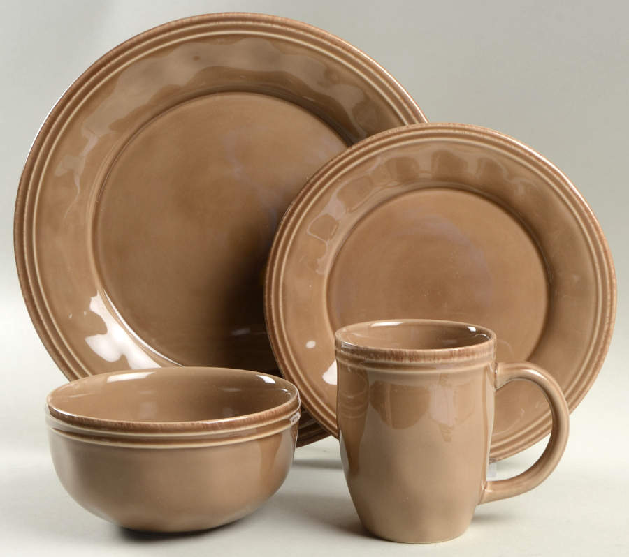 Cucina Mushroom Brown 4 Piece Place Setting by Rachael Ray-1