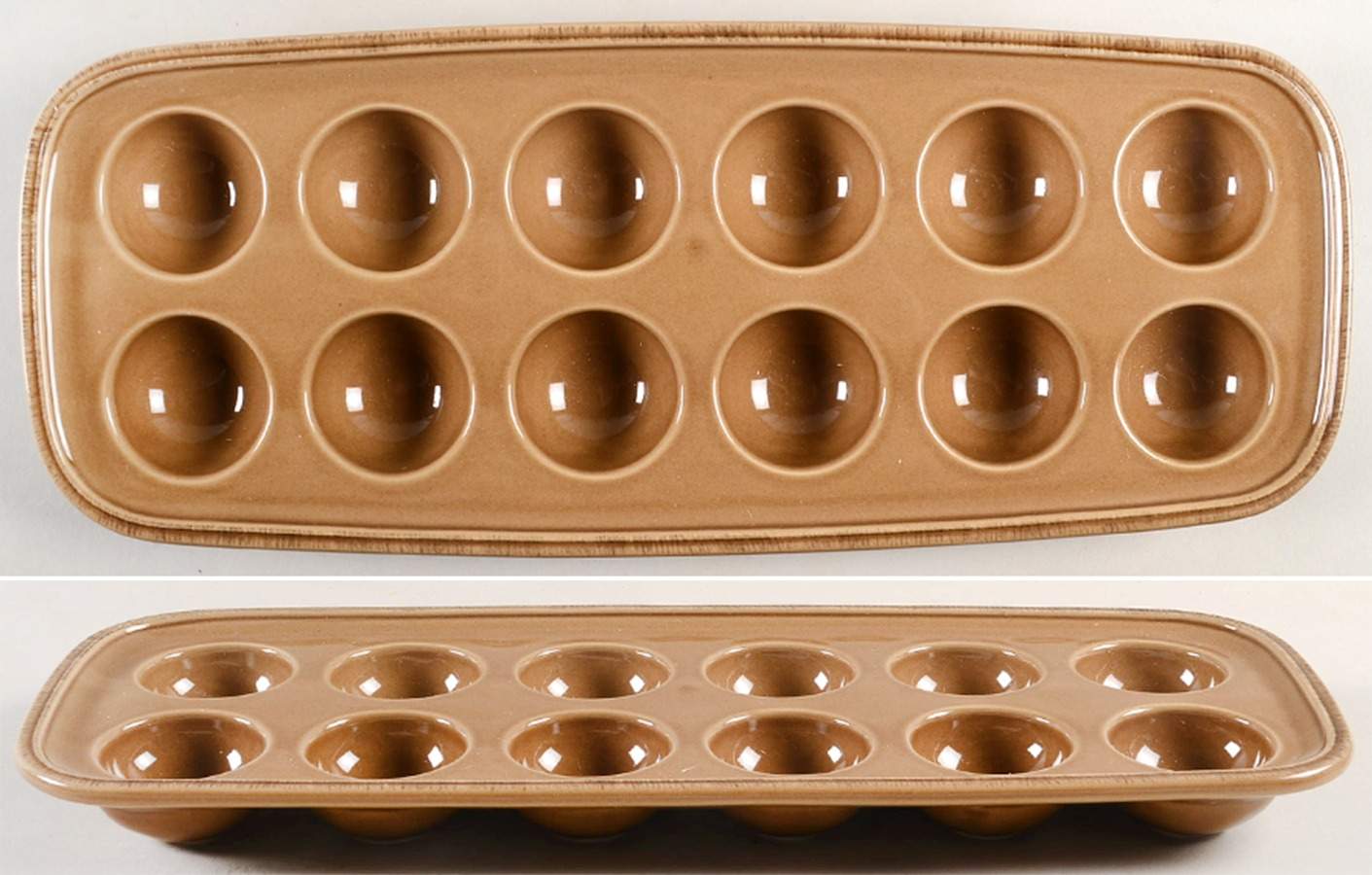 Cucina Mushroom Brown Rectangular Egg Holder Tray (Holds 12) by Rachael Ray-1