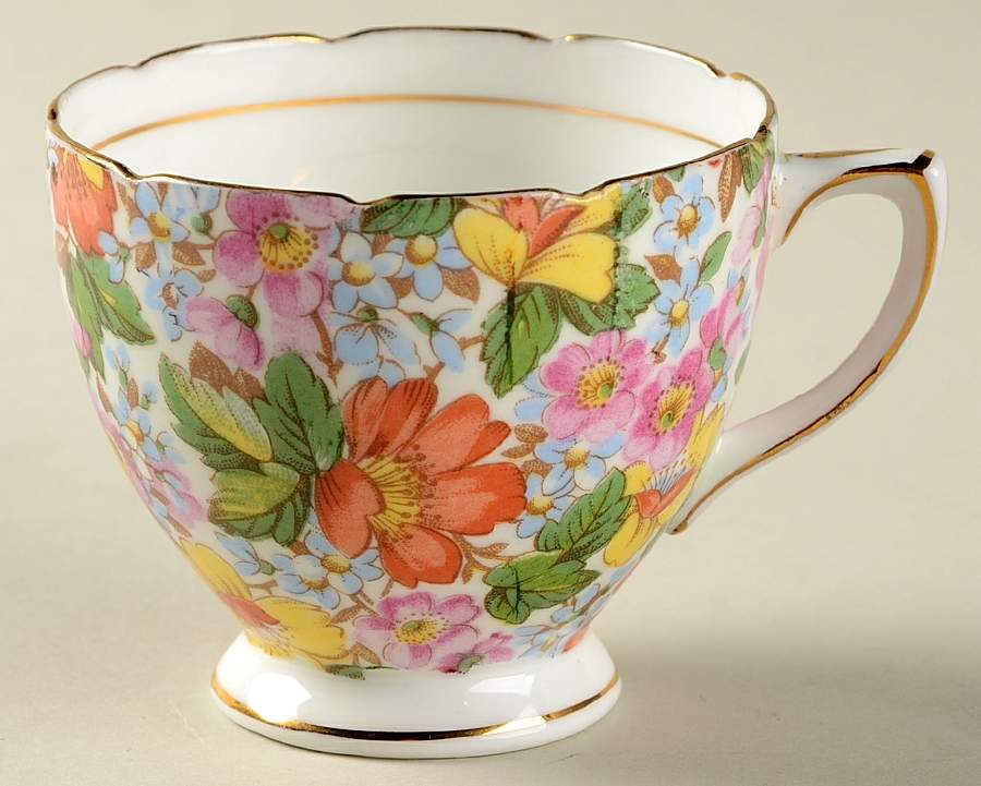 Floral Fantasy Footed Demitasse Cup & Saucer Set by Rosina-Queens-1
