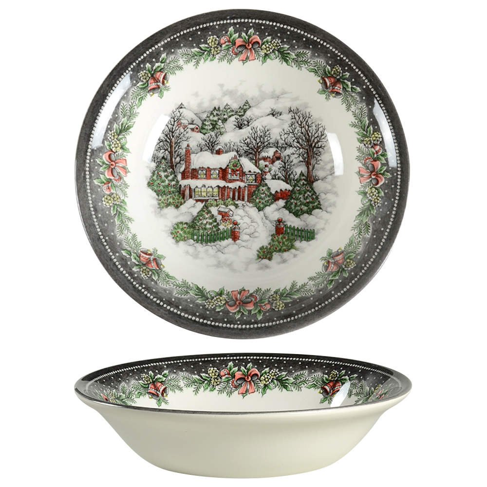 Christmas Village 9" Round Vegetable Bowl by Royal Stafford-1