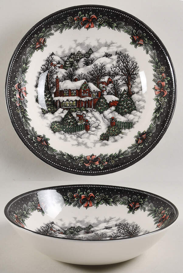 Christmas Village Soup/Cereal Bowl by Royal Stafford-1