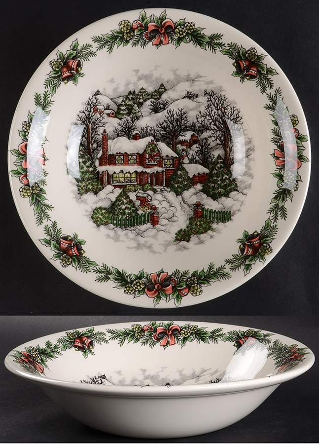 Christmas Village 10" Round Vegetable Bowl by Royal Stafford-1