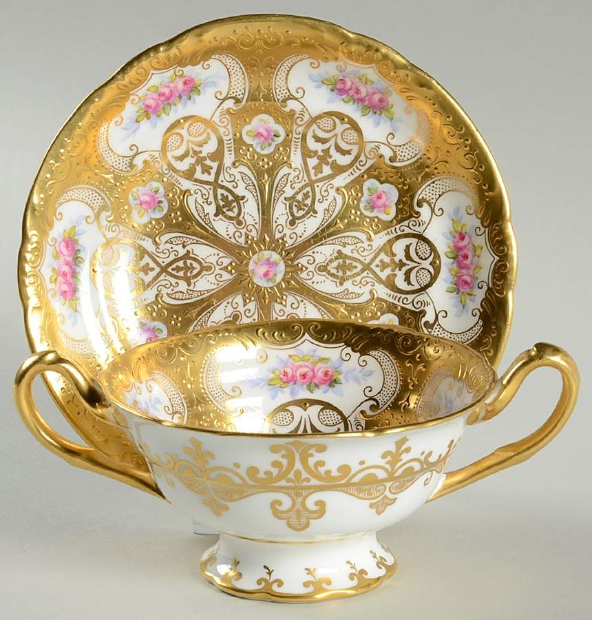 N827 Footed Cream Soup Bowl & Saucer Set by Royal Cauldon-1