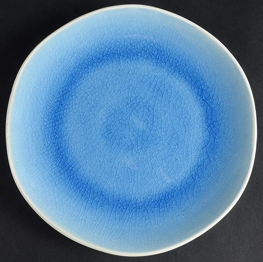 Crackle Glass Cornflower Blue Salad Plate by Roscher & Co-1