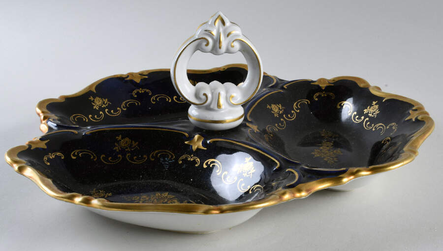 REH52 3-Part Relish with Center Ceramic Handle by Reichenbach-1