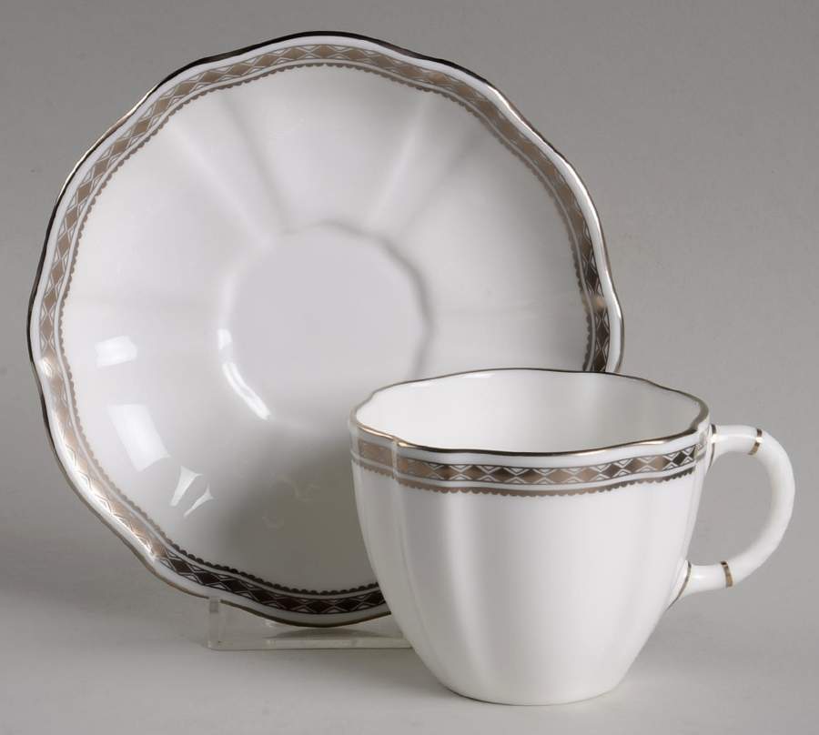 Carlton Platinum Flat Cup & Saucer Set by Royal Crown Derby-1