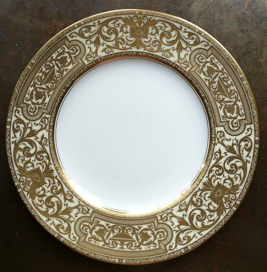 C2295 (Gold & White) Dinner Plate by Royal Worcester-1