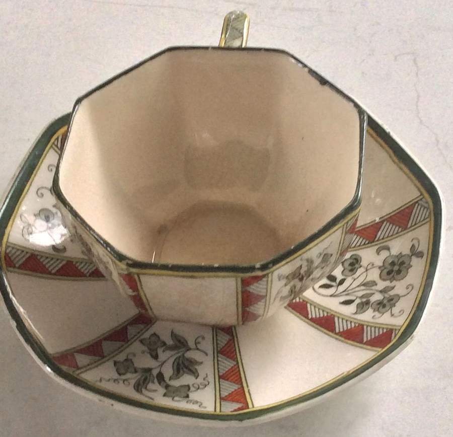Astbury (Green & Rust) Flat Cup & Saucer Set by Royal Doulton-1