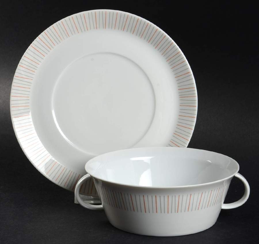 Steglitz Flat Cream Soup Bowl & Saucer Set by Rosenthal - Continental-1