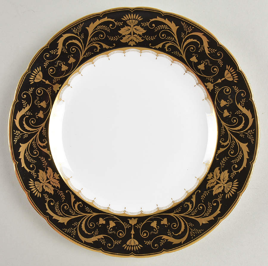 Darley Abbey Harlequin Black Salad Plate by Royal Crown Derby-1