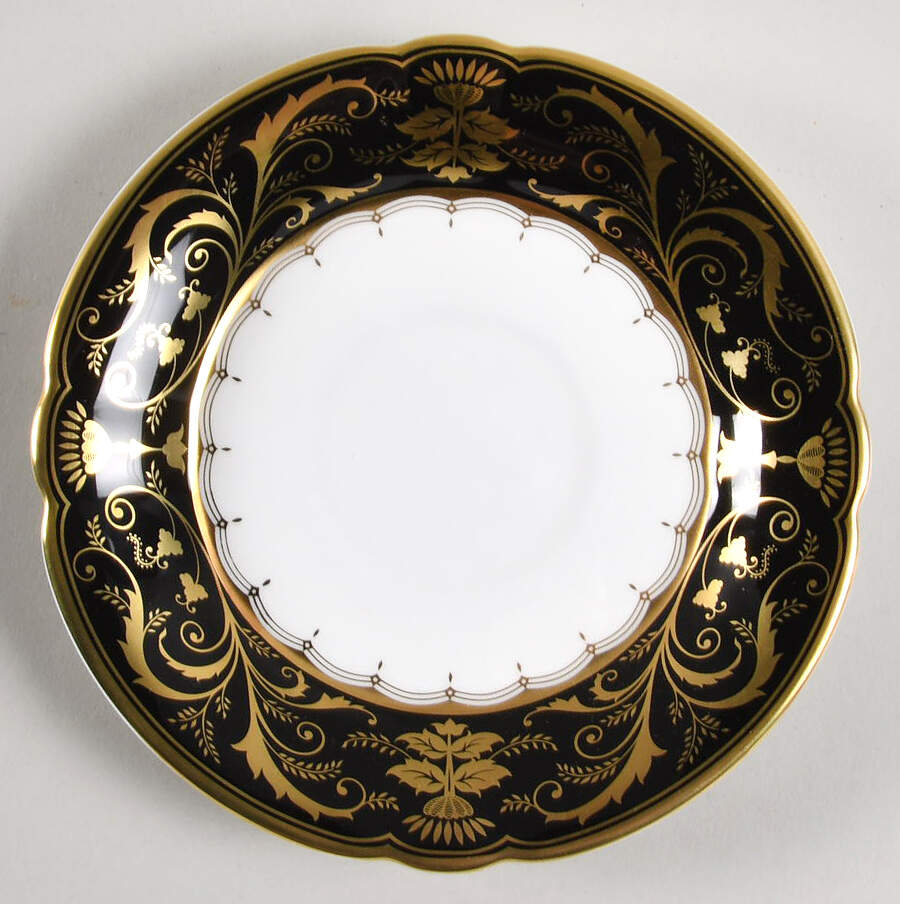 Darley Abbey Harlequin Black Saucer by Royal Crown Derby-1