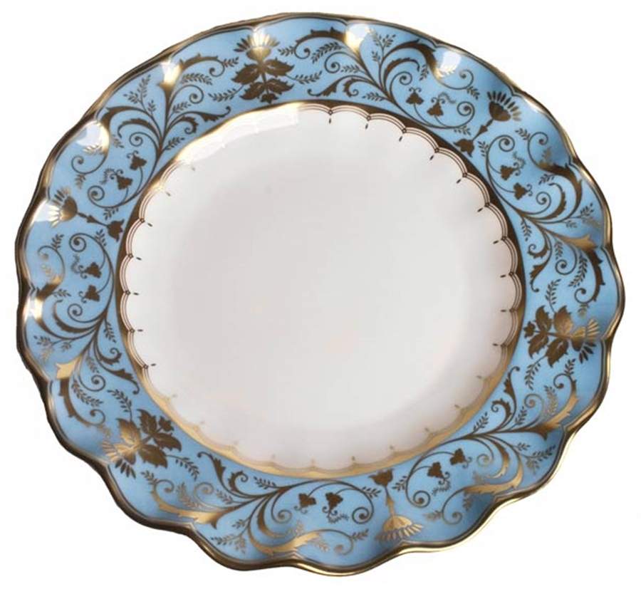 Darley Abbey Harlequin Duck Egg Sheffield Dessert Plate by Royal Crown Derby-1