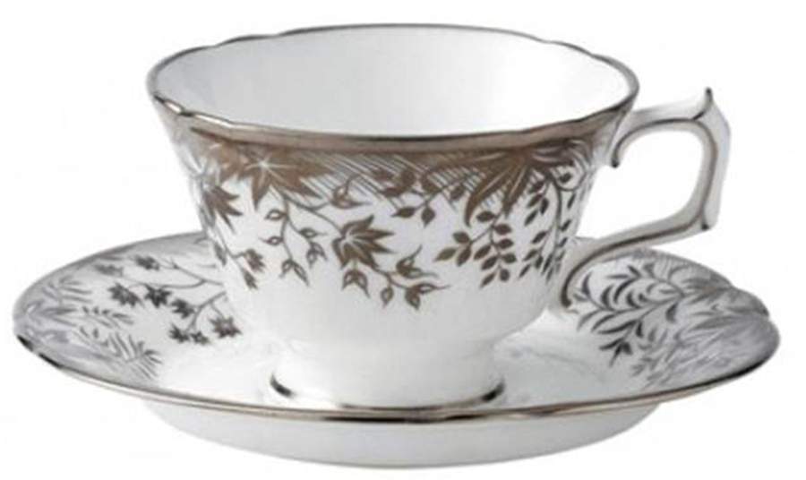 Arboretum Platinum Footed Cup & Saucer Set by Royal Crown Derby-1
