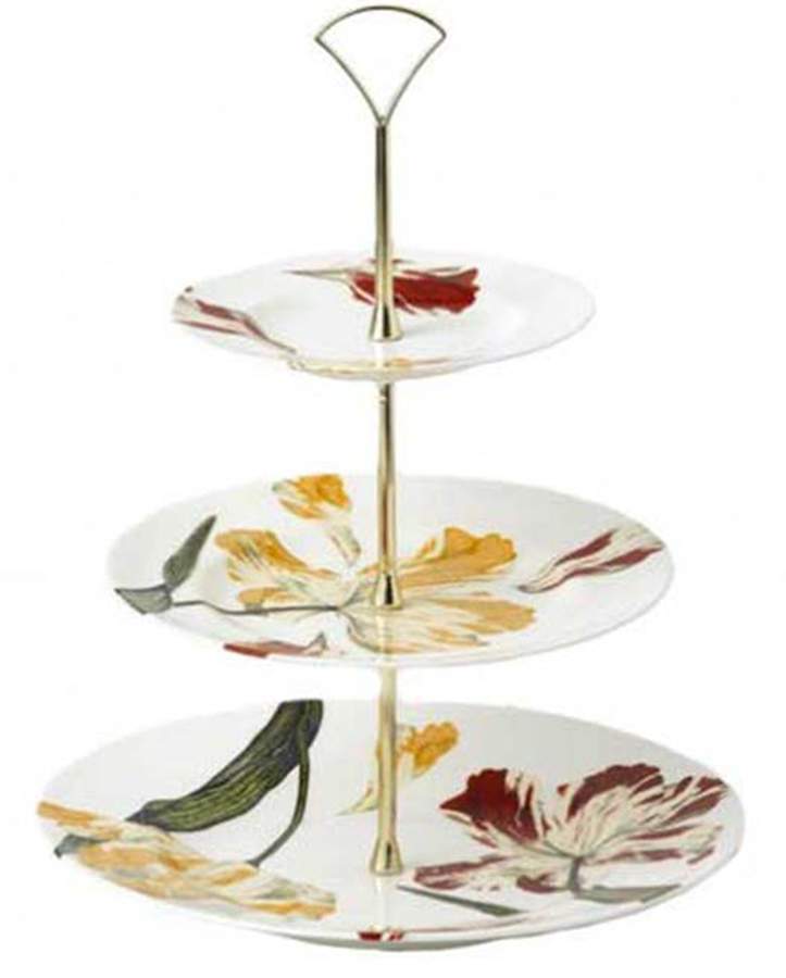 Botanical Tulips 3-Tiered Serving Tray (DP, SP, BB) by Royal Crown Derby-1