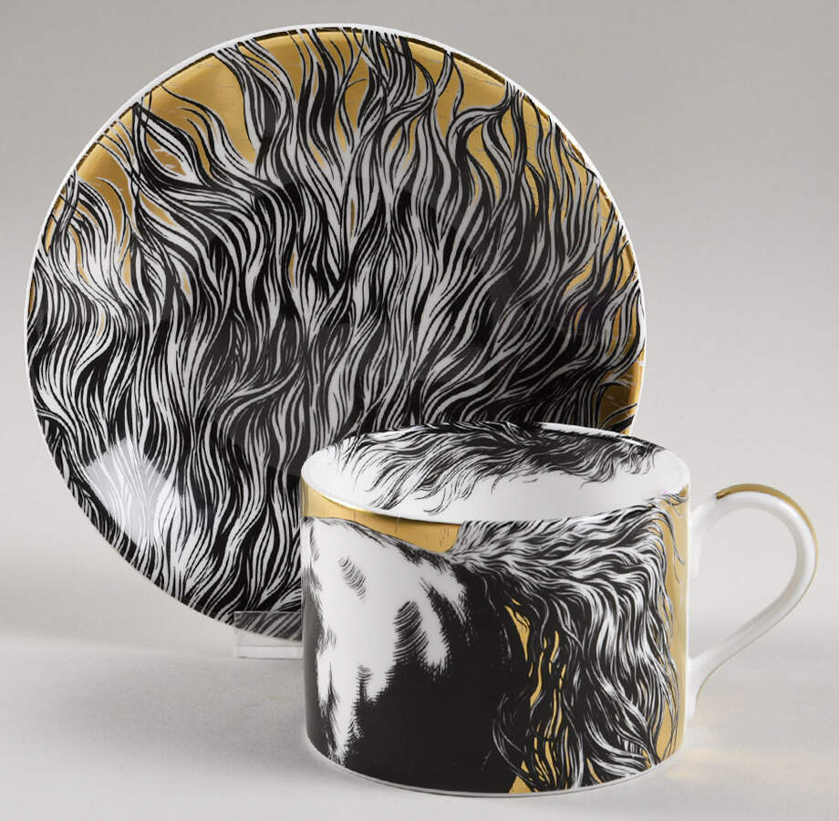 Equus Gold Flat Cup & Saucer Set by Royal Crown Derby-1